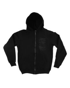 sudadera con gorro y cierre negra