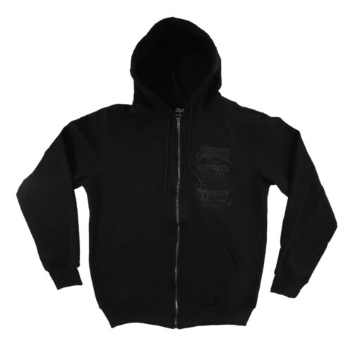 sudadera con gorro y cierre negra